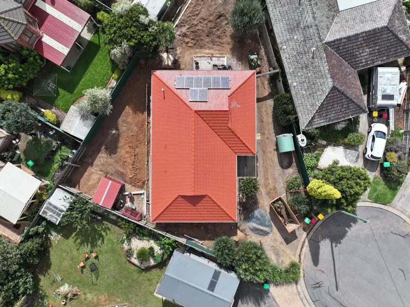Aerial view of a terracotta roof restoration