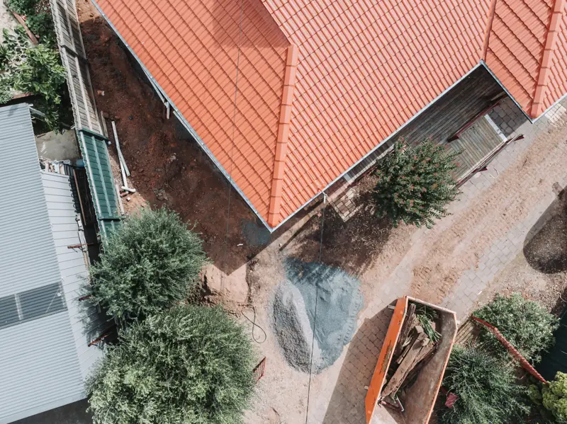 Roof restoration aerial view